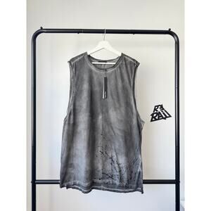 NWT KmRii Splash Cut-Off Tank Top Charcoal Paint Splatter Large